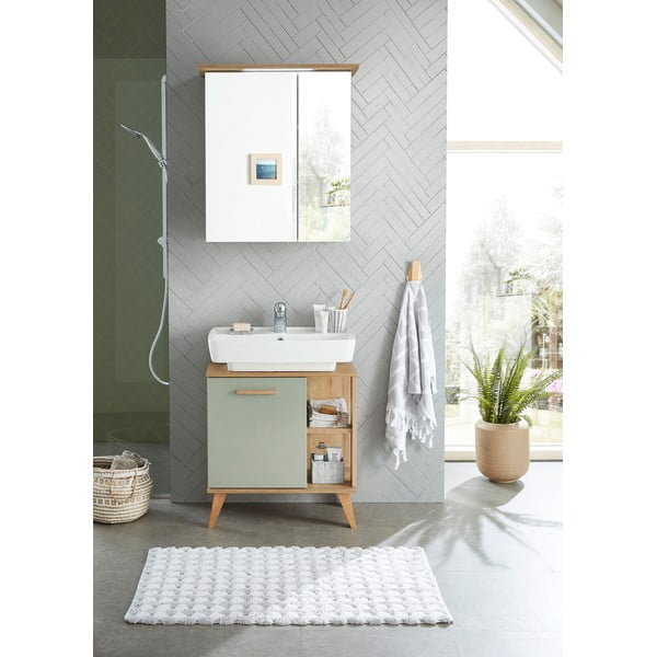 Mobile bagno sospeso verde con specchio 60x72 cm Set 963 - Pelipal-image-3