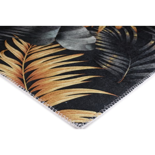 Tappeto in blu scuro/dorato lavabile 160x230 cm Midnight Leaves – Vitaus-image-2
