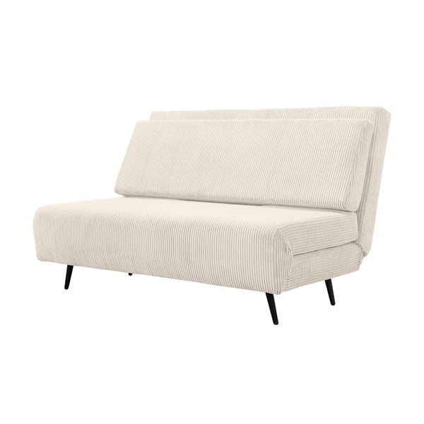 Divano letto in velluto a coste color crema 140 cm Mallory - Støraa-image-2