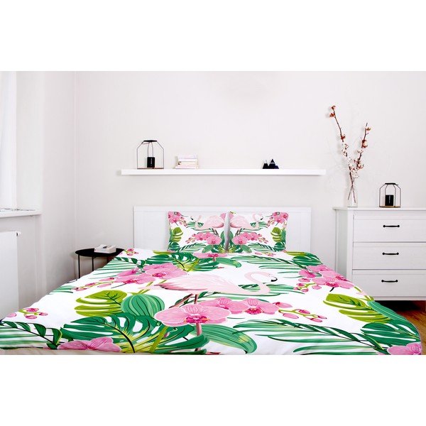 Lino in cotone sateen Fenicotteri, 200 x 200 cm - Butter Kings-image-1