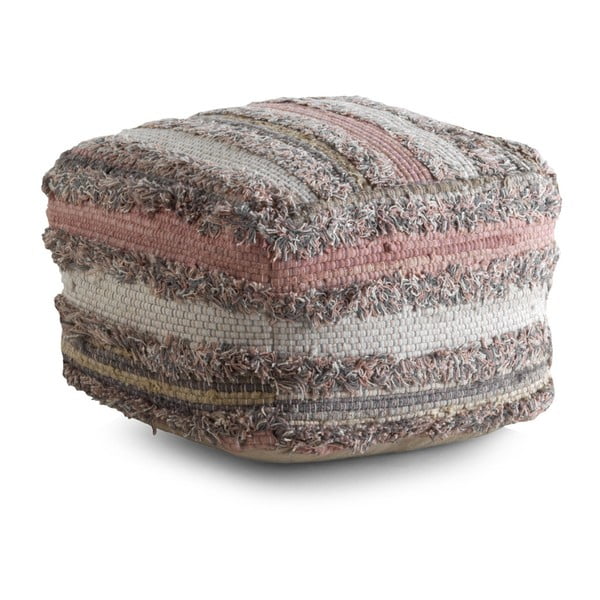 Pouf a fantasia grigio e rosa Ceylon - Geese