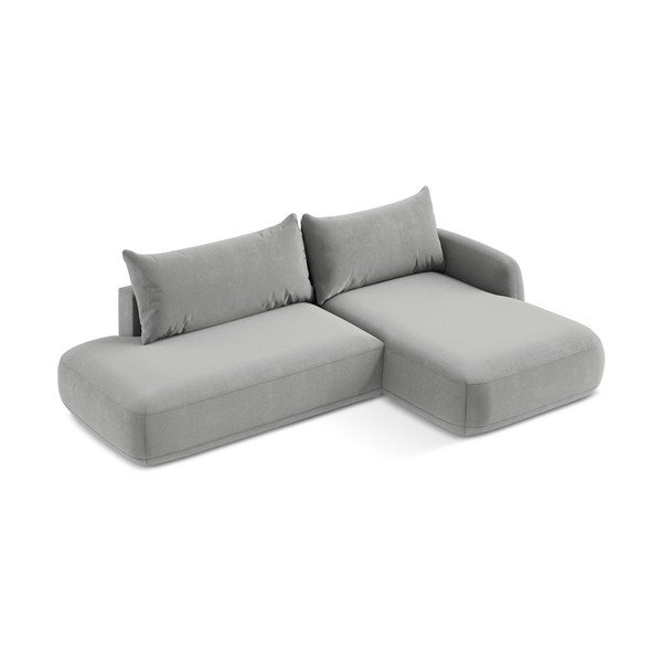 Divano angolare grigio chiaro allungabile (con penisola a destra/con chaise lounge) Hale – Makamii-image-2