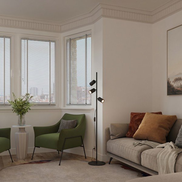Lampada da terra nera in alluminio con struttura flessibile (altezza totale 155 cm) Gleam – Sollux-image-1