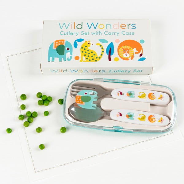 Posate per bambini color crema in acciaio inox 2 pz Wild Wonders – Rex London-image-1