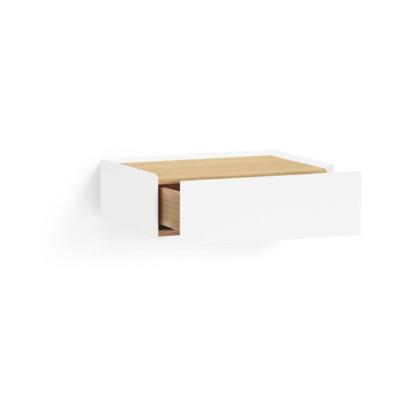 Comodino bianco con piano effetto rovere da parete Arista – Teulat-image-4