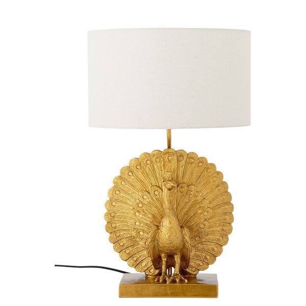 Lampada da tavolo dorata con paralume in tessuto (altezza totale 58,5 cm) Peacock – Bloomingville
