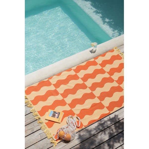 Telo mare giallo/arancione in cotone 100x160 cm Nuno – noo.ma-image-2