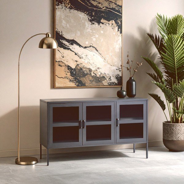Vetrina grigia in acciaio 140x80x45 cm Acier – Premier Housewares-image-3
