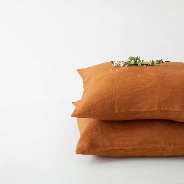 Federa di lino marrone cannella , 70 x 90 cm Almond - Linen Tales
