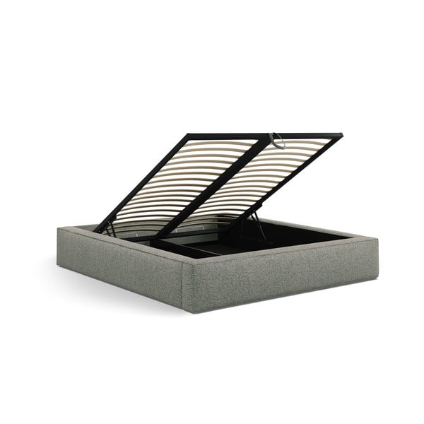 Letto matrimoniale imbottito verde con contenitore e rete inclusi 140x200 cm Simon – Micadoni -image-3