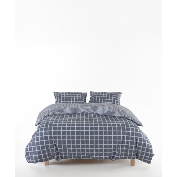 Set copripiumino e federa grigio in cotone renforcé per letto singolo 140x200 cm Linear Calm Geometric – Mila Home Luxury