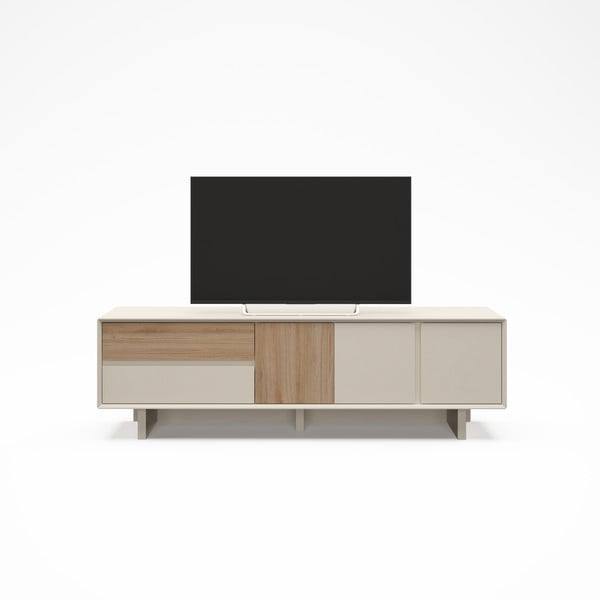 Mobile TV beige/di colore naturale con effetto rovere 180x55x45 cm Carpi – Marckeric-image-2
