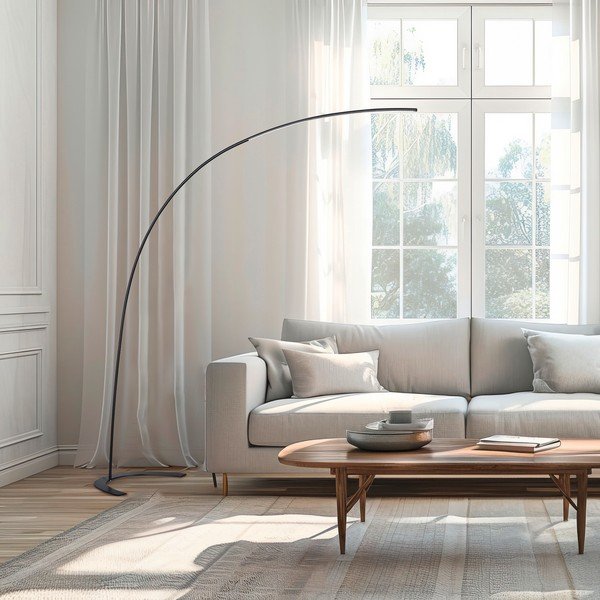 Lampada da terra LED marrone scuro con intensità regolabile (altezza totale 210 cm) Shanghai – Trio-image-1