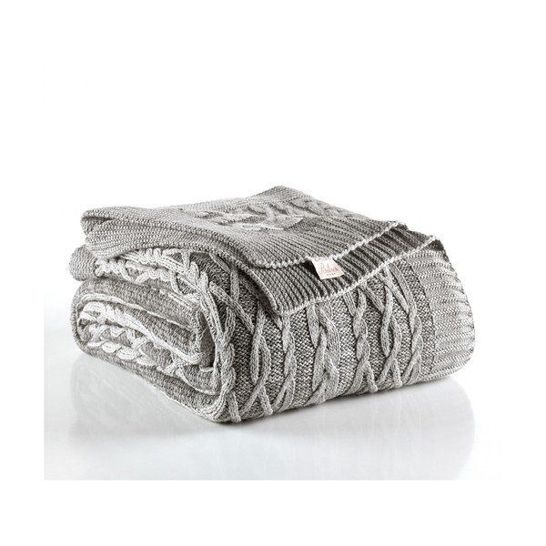 Copriletto grigio con maglia in misto cotone, 220 x 240 cm - Homemania Decor-image-1