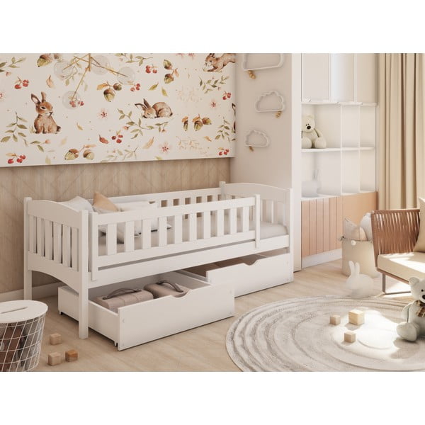 Letto per bambini in legno di pino bianco con contenitore 80x180 cm Gucio - Lano Meble-image-1