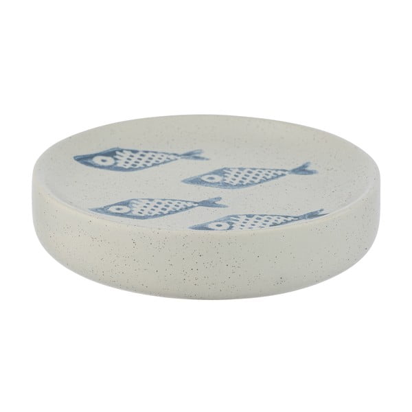 Portasapone in ceramica bianca e blu Aquamarin - Wenko