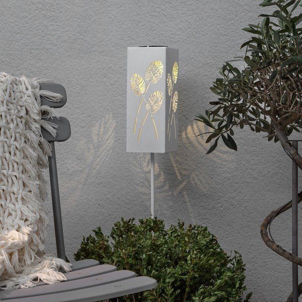 Decorazione a luce solare LED in metallo bianco Albaleaf - Star Trading-image-1