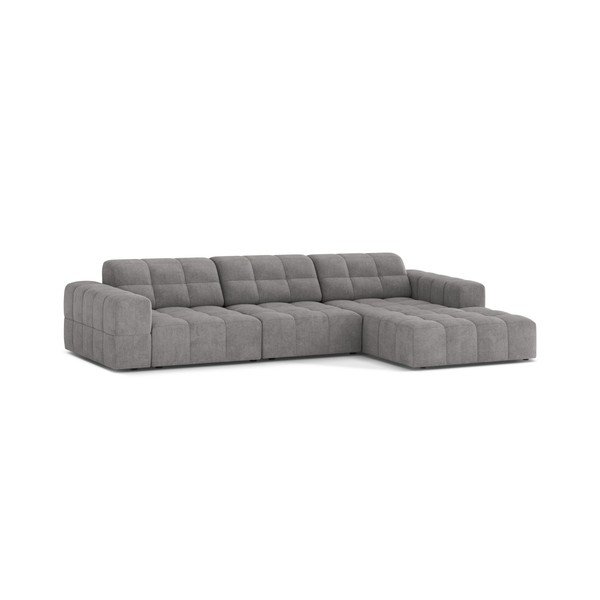 Divano angolare grigio (con penisola a destra/con chaise lounge) con rivestimento in ciniglia Chicago – Cosmopolitan Design-image-1