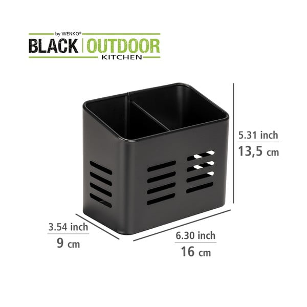 Set portaposate e portatovaglioli in metallo Black Outdoor Kitchen Baco - Wenko-image-3