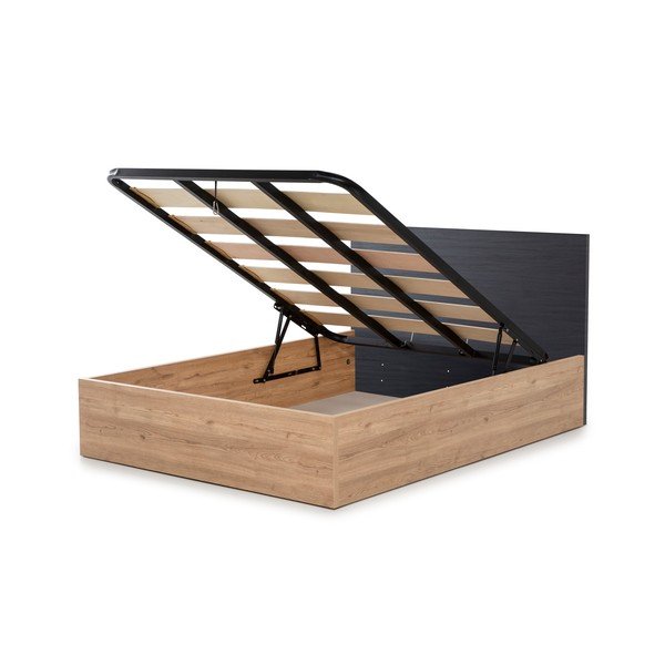 Letto matrimoniale grigio con contenitore e griglia 160x200 cm Kronos - Marckeric-image-4