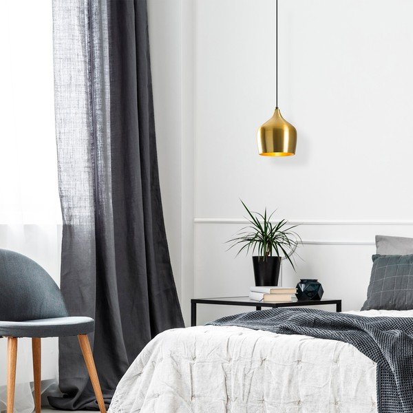 Lampadario dorato con paralume in metallo ø 22 cm Dodo – Opviq lights-image-1