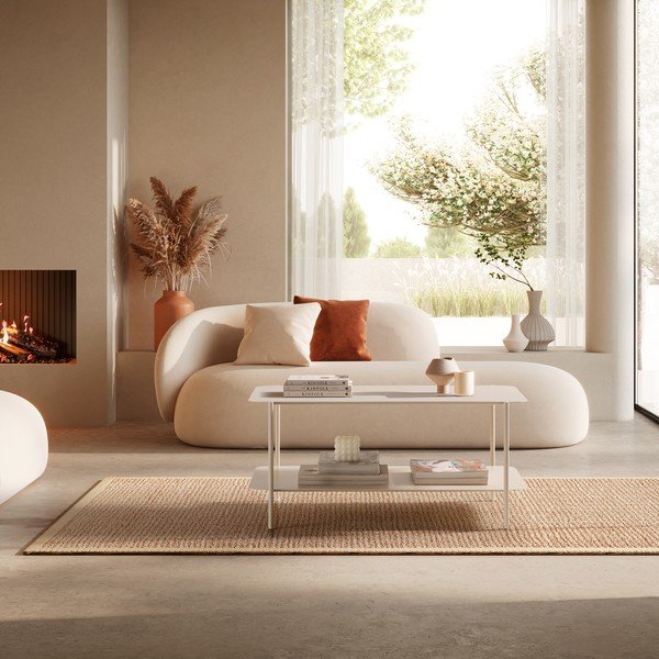 Tavolino da salotto color crema in metallo 58x90 cm Beatrix – MOME-image-1