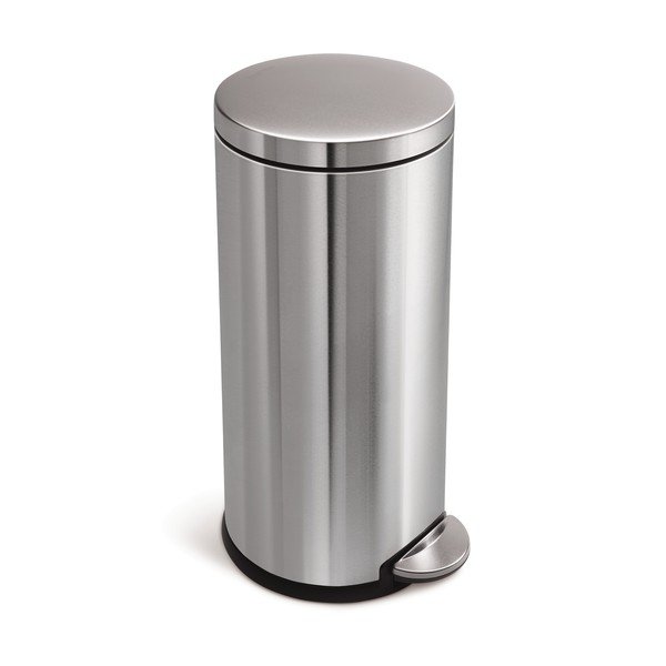 Stříbrný matný pedálový koš simplehuman, 30 l
