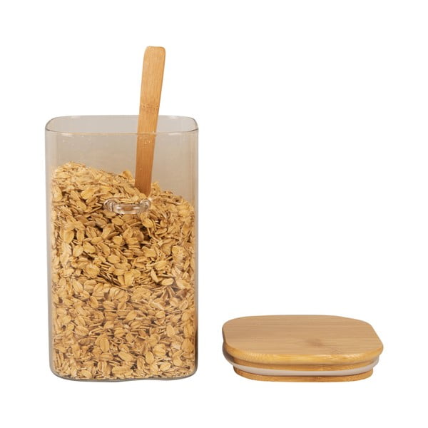 Barattolo in vetro marrone con coperchio e cucchiaio in legno Barattolo, altezza 16 cm - PT LIVING-image-2