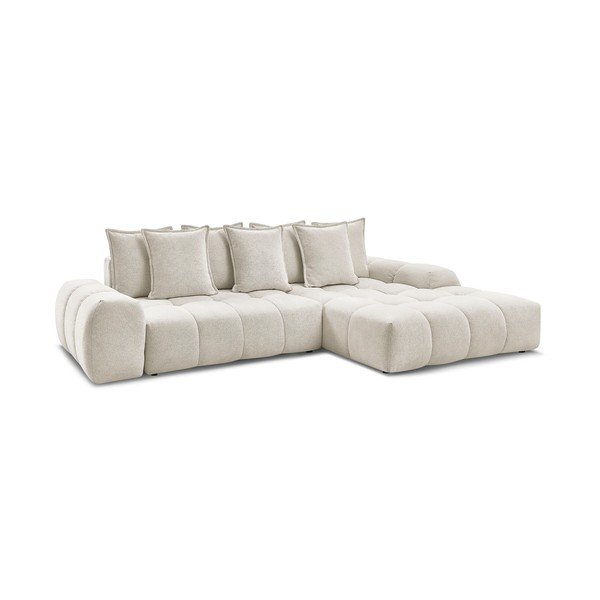Divano angolare bianco allungabile e con contenitore (penisola a destra/chaise lounge) con rivestimento in ciniglia Everest – Bobochic Paris-image-3