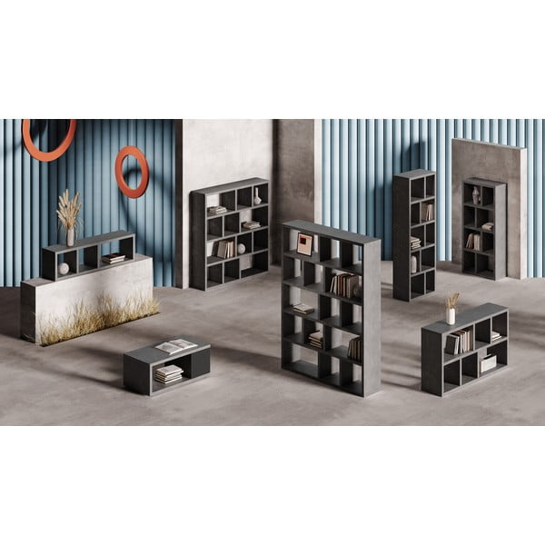 Libreria grigia effetto cemento 150x83 cm Berlin - TemaHome-image-1