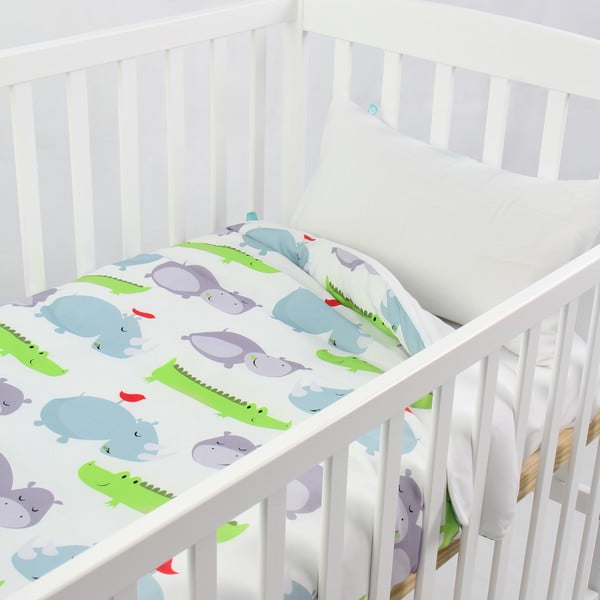 Copripiumino e cuscino Hippo in cotone per bambini, 100 x 120 cm - Mr. Fox-image-1