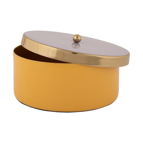 Scatola decorativa gialla in metallo ø 16x6 cm Double Funky – PT LIVING-image-3