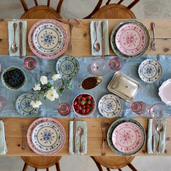 Piatto da dolce blu/beige in gres ø 17 cm Vila – Costa Nova-image-3