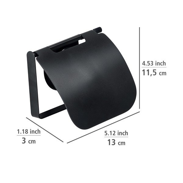 Porta carta igienica a parete nero Static-Loc® Plus Pavia - Wenko-image-1