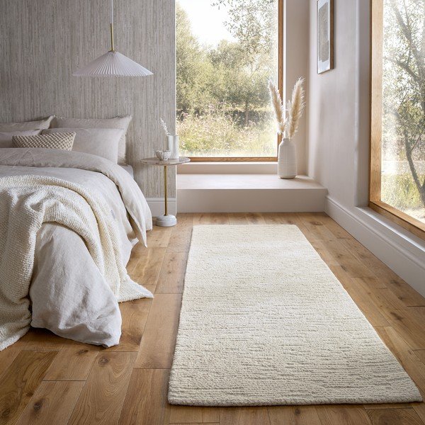 Passatoia avorio in lana tessuta a mano 80x230 cm Harris Boucle – Flair Rugs-image-1