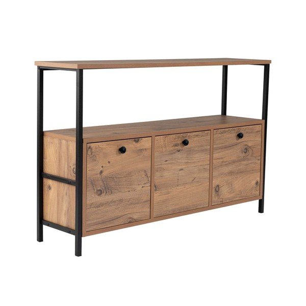 Tavolo consolle di colore naturale con effetto pino 29,5x120 cm Solace – Kalune Design-image-2