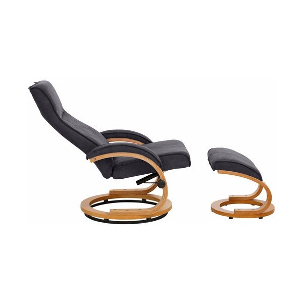 Set di poltrona e poggiapiedi grigi con rivestimento in tessuto Rika Paprika - Støraa-image-2