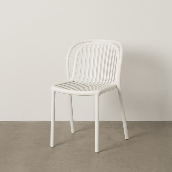 Sedia da pranzo bianca in plastica impilabile Alia – Ixia-image-1