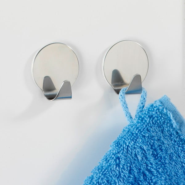 Set di 2 ganci autobloccanti in acciaio inox Rotondo - Wenko-image-1