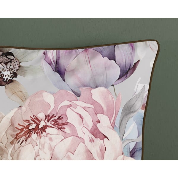 Set copripiumino e federa grigio/marrone in raso di cotone per letto singolo ed esteso 140x220 cm Colinda – Descanso-image-3