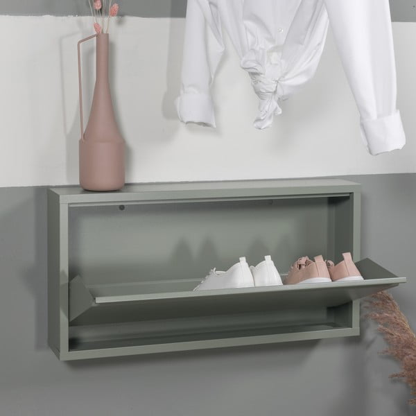 Scarpiera verde polveroso in metallo con ante ribaltabili 75x37,5x12,5 cm Billy – Spinder Design-image-1