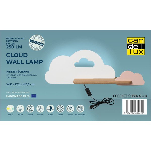 Apparecchio per bambini bianco e rosa Cloud - Candellux Lighting-image-3