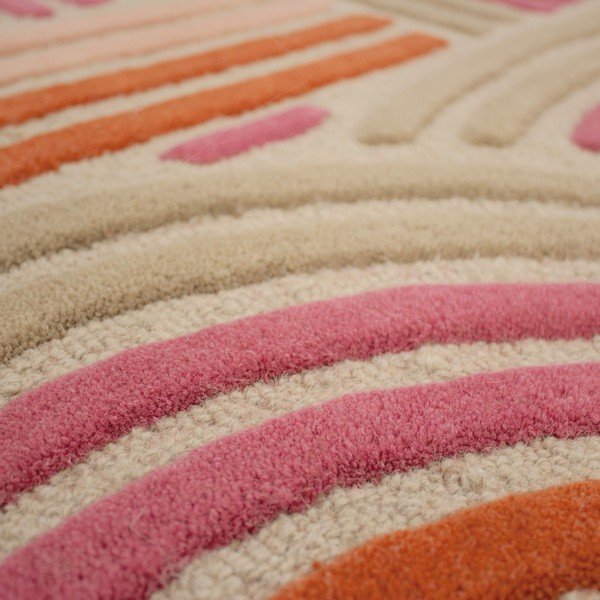 Tappeto rosa in lana tessuto a mano 140x200 cm Spiral Shaped  – Flair Rugs-image-2