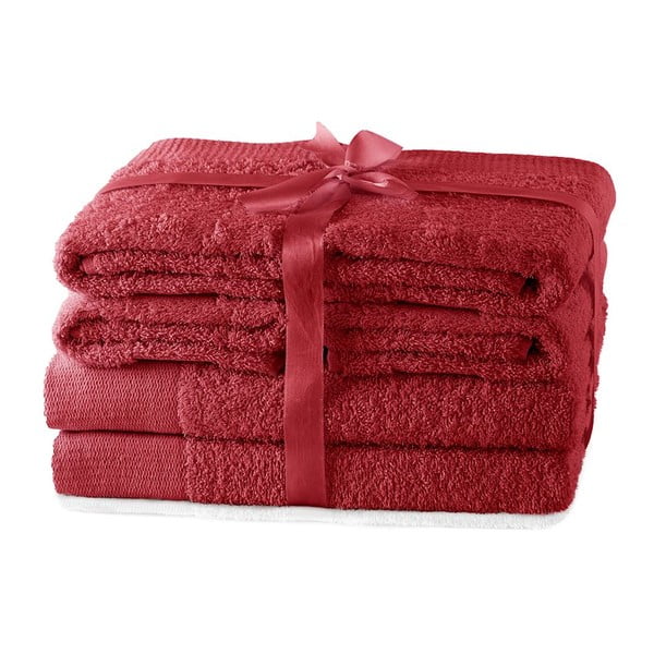 Set di asciugamani per viso e corpo tipo terry rossi in cotone 6 pz Amari – Restilo