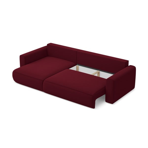 Divano angolare burgundy allungabile/con contenitore (con penisola a sinistra/con chaise lounge) con rivestimento in velluto Kapua – Makamii-image-4