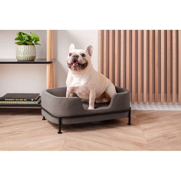Letto per animali in velluto grigio 42x63 cm Puffed - Leitmotiv-image-1