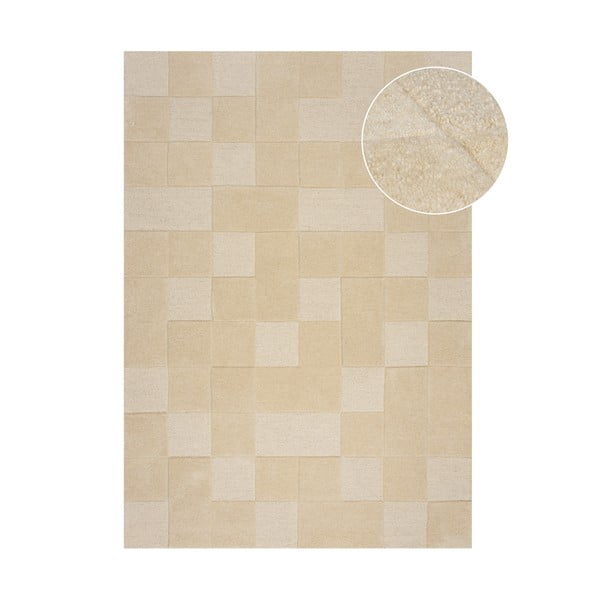 Tappeto in lana beige 160x230 cm Checkerboard - Flair Rugs