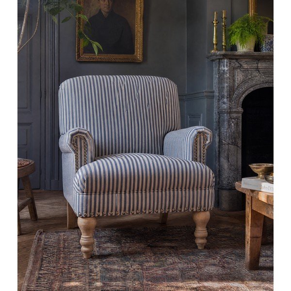 Poltrona in lino blu Jaya - Støraa-image-1