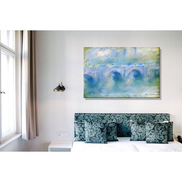 Riproduzione di un dipinto , 90 x 60 cm Claude Monet - Le Pont de Waterloo - Fedkolor-image-1