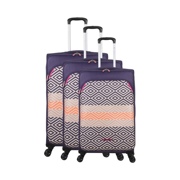 Set di 3 bagagli viola su 4 ruote Lulucastagnette Peruana - LULUCASTAGNETTE